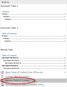 delete table of contents in word 2011 for mac